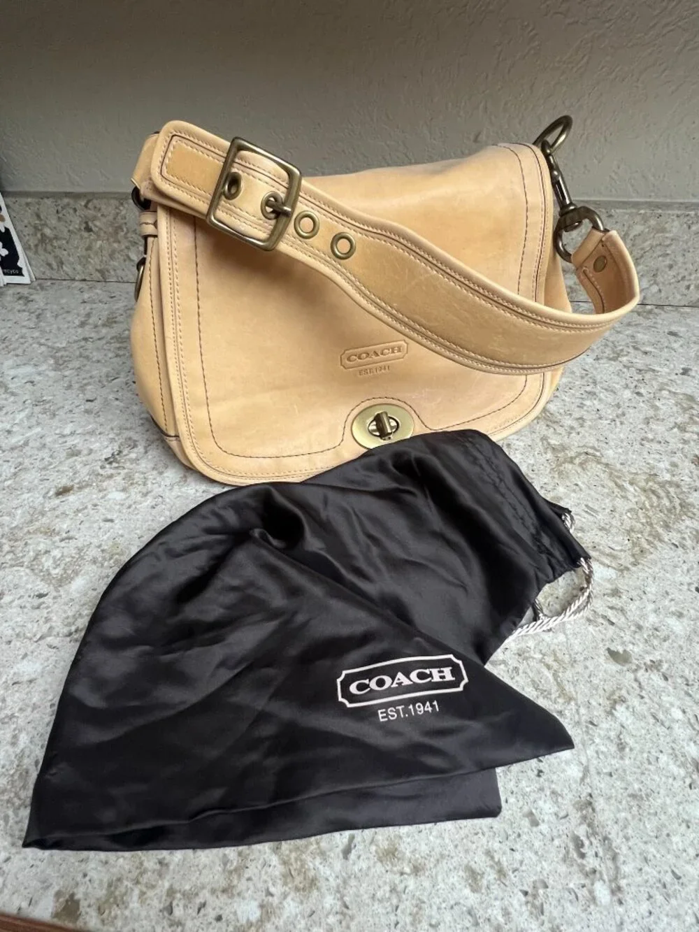 Coach Legacy 65th Anniversary Vachetta Leather Cresent Shoulder Bag Camel 11134